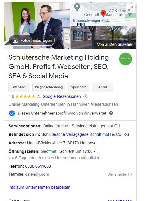 Google Unternehmensprofil Schlütersche Marketing